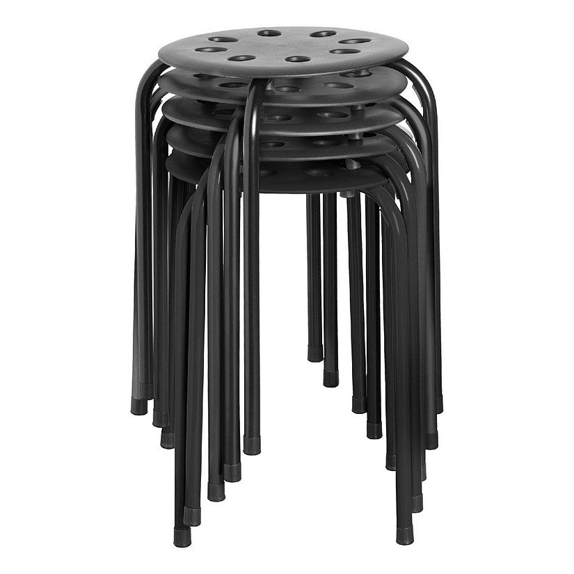 Norwood Commercial Furniture Black Plastic Stack Stool with Black Legs (5 Pack) Image