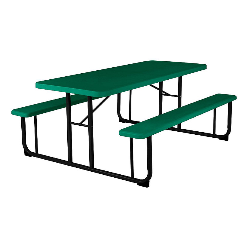 Norwood Commercial Furniture Blow Molded Plastic Picnic Table - Green Image
