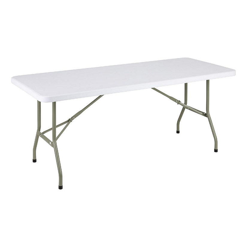 Norwood Commercial Furniture Rectangular White Blow Molded Plastic Folding Table 30" W x 72" L Image
