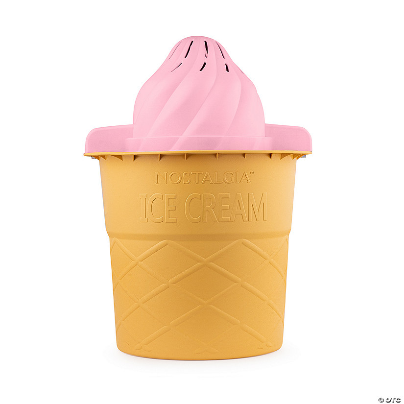 Nostalgia 4-Quart Swirl Cone Ice Cream Maker, Strawberry Red Image