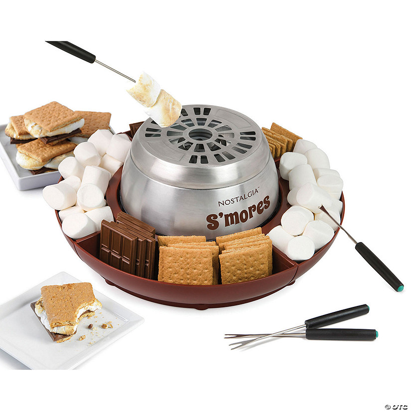 Nostalgia Electric Stainless Steel S'mores Maker with 4 Lazy Susan Compartment Trays Image
