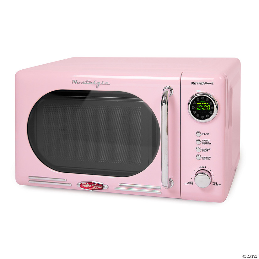 Nostalgia Retro 0.7 Cubic Foot 700-Watt Countertop Microwave Oven - Pink Image