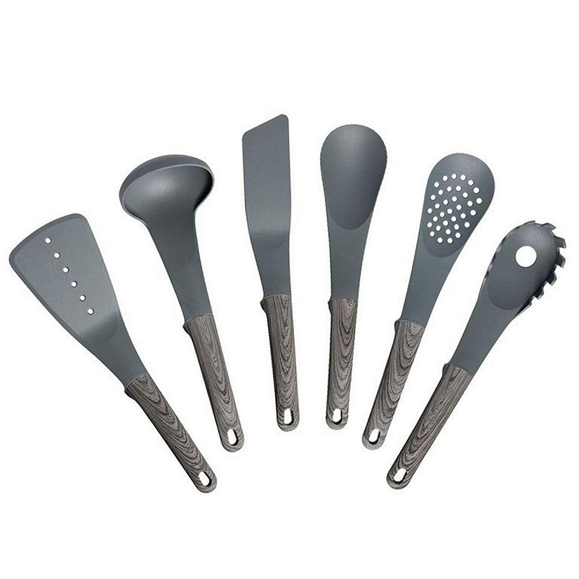Not a Square Pan Home Kitchen Marble Finish Cooking Utensil Set Grey 6