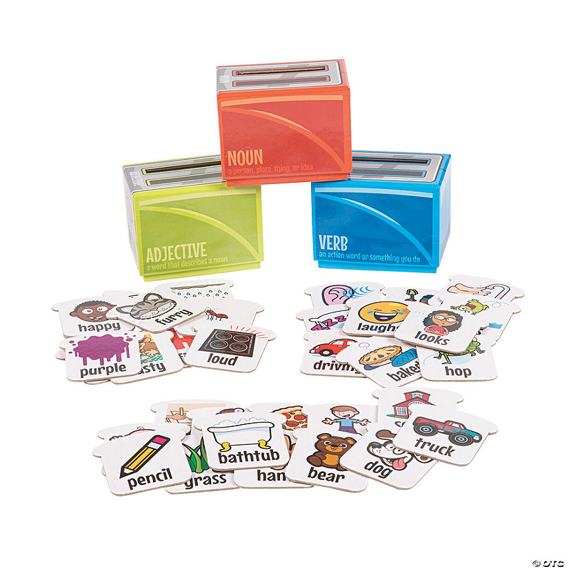 Nouns, Verbs & Adjectives Sorting Boxes Image