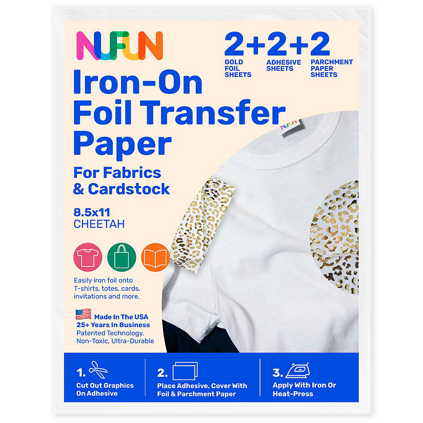 NuFun Activities Iron-On Foil Transfer Sheets - Cheetah Kit - 8.5 x 11 Inch - 2ct Image
