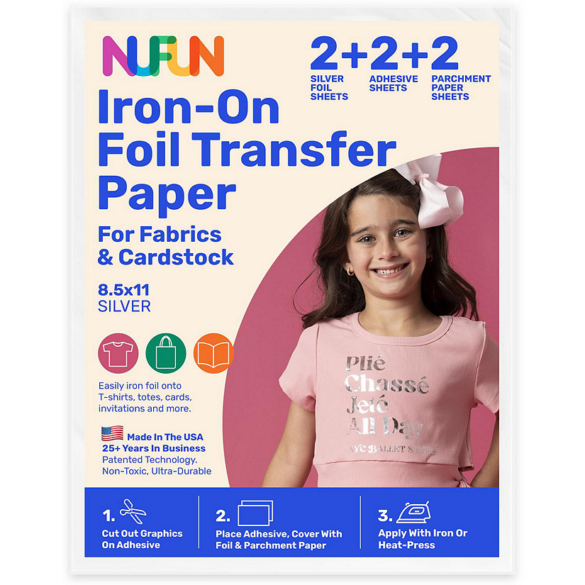 NuFun Activities Iron-On Foil Transfer Sheets - Silver Kit - 8.5 x 11 Inch - 2ct Image