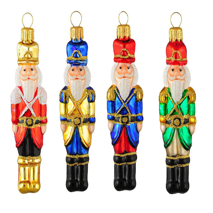 Nutcrackers Polish Glass Christmas Tree Ornament Set of 4 Decoration Made Poland Image