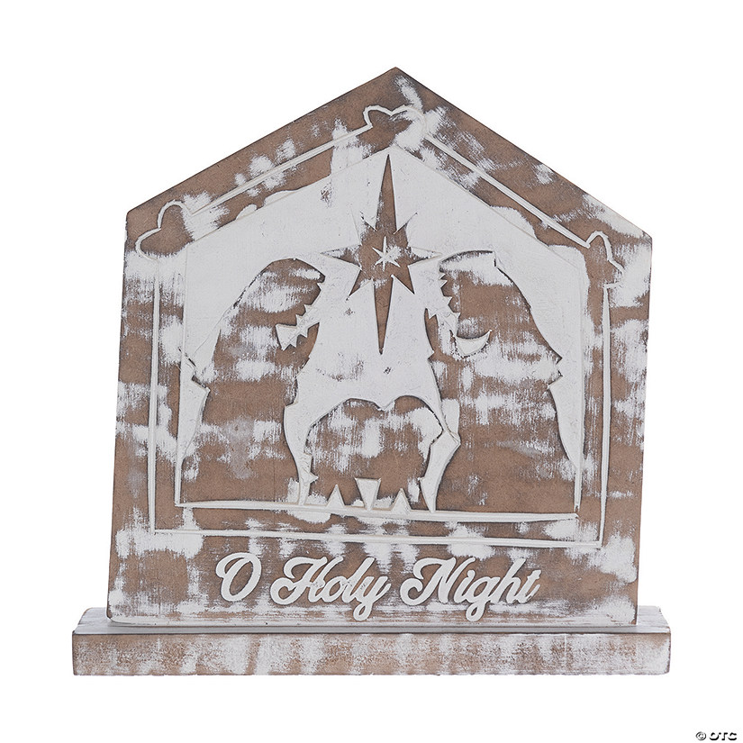 O Holy Night Holy Family Nativity Sign (Set Of 2) 9"L X 9.25"H Mdf Image