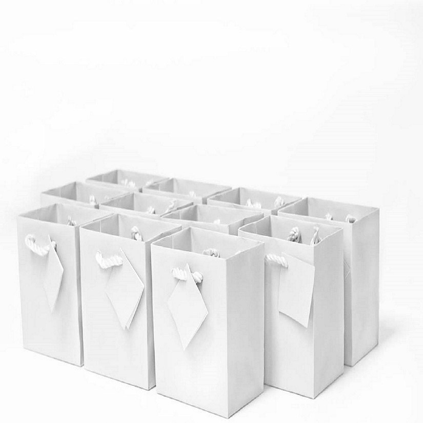 OccasionAll Small White Gift Bags 120 Pack Extra Small Paper Gift Bags with Handles 4x2.75x4.5 Image