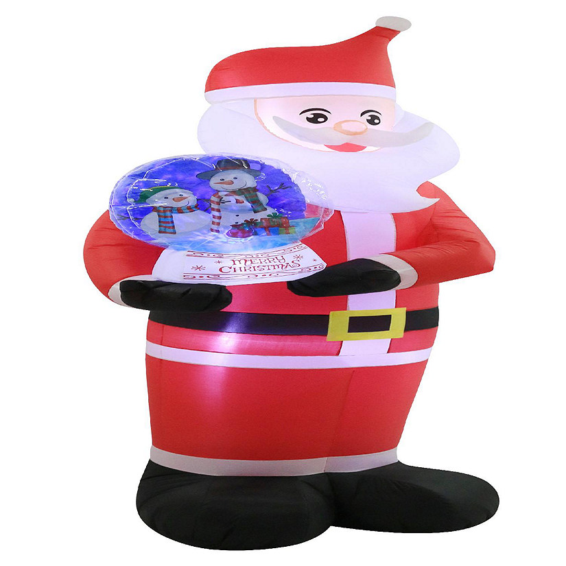 Occasions 8' INFLATABLE SANTA HOLDING SWIRLING LIGHTS SNOW GLOBE,  Tall, Multicolored Image
