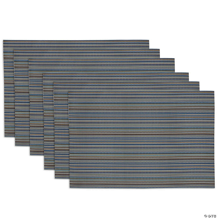 Ocean Blue Pvc Micro Stripe Placemat (Set Of 6) Image