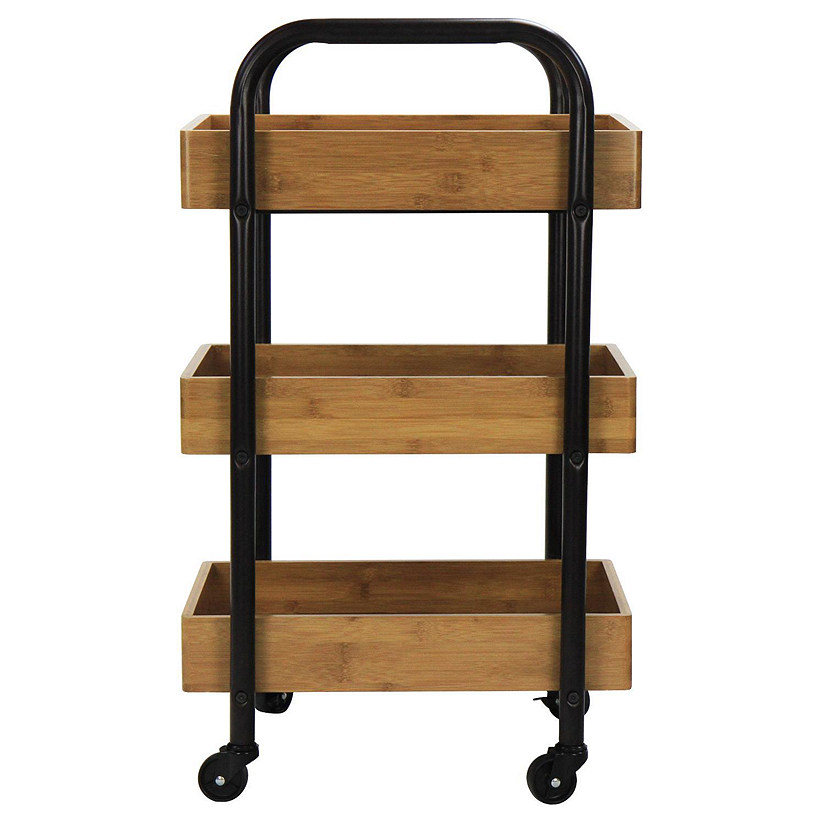 Oceanstar Portable Storage Cart with 3 Easy Removable Bamboo Trays Image