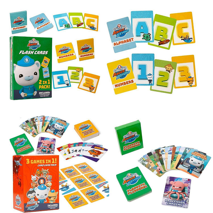 Octonauts Kids Card Games & Alphabet Numbers Flash Cards Bundle