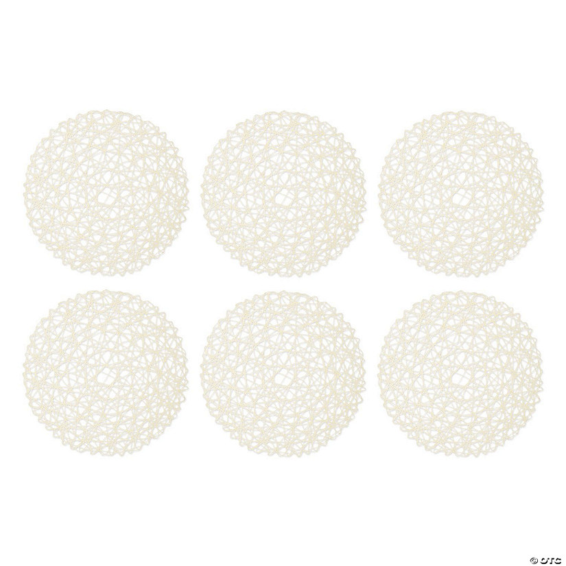 Off White Woven Paper Round Placemat (Set Of 6) Image