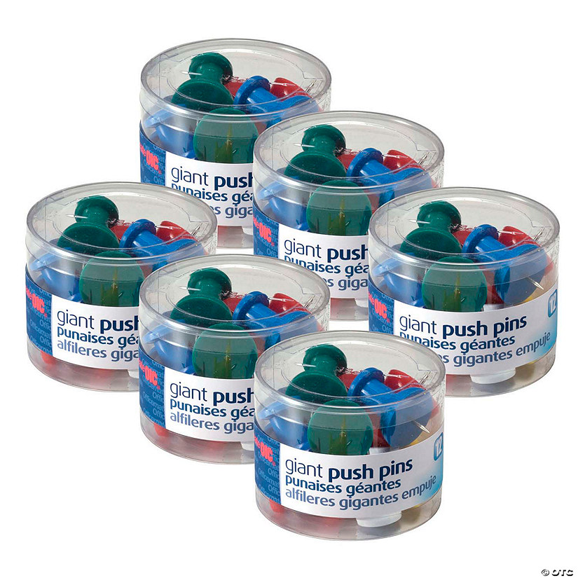 Officemate Giant Push Pins, 12 Per Pack, 6 Packs Image