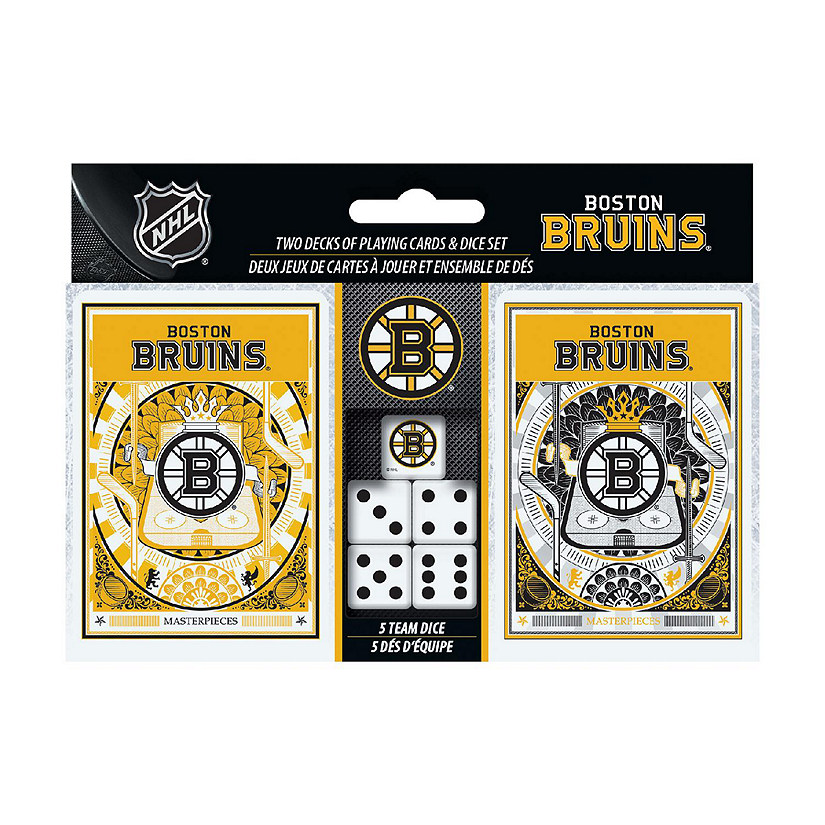 Officially Licensed Boston Bruins NHL 2-Pack Playing cards & Dice set Image