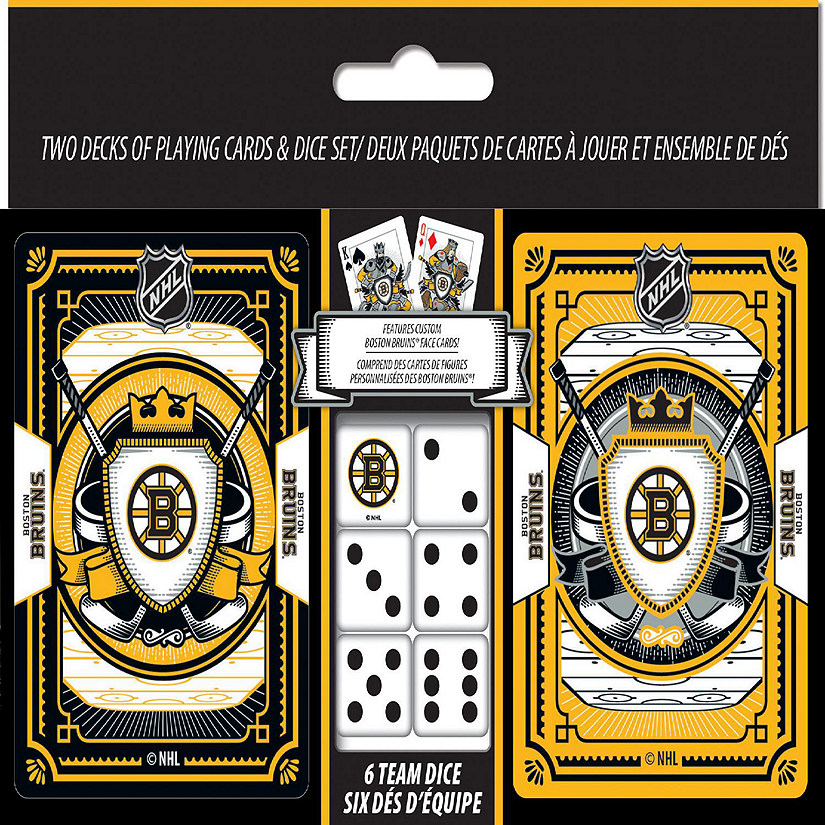 Officially Licensed Boston Bruins NHL 2-Pack Playing cards & Dice set Image