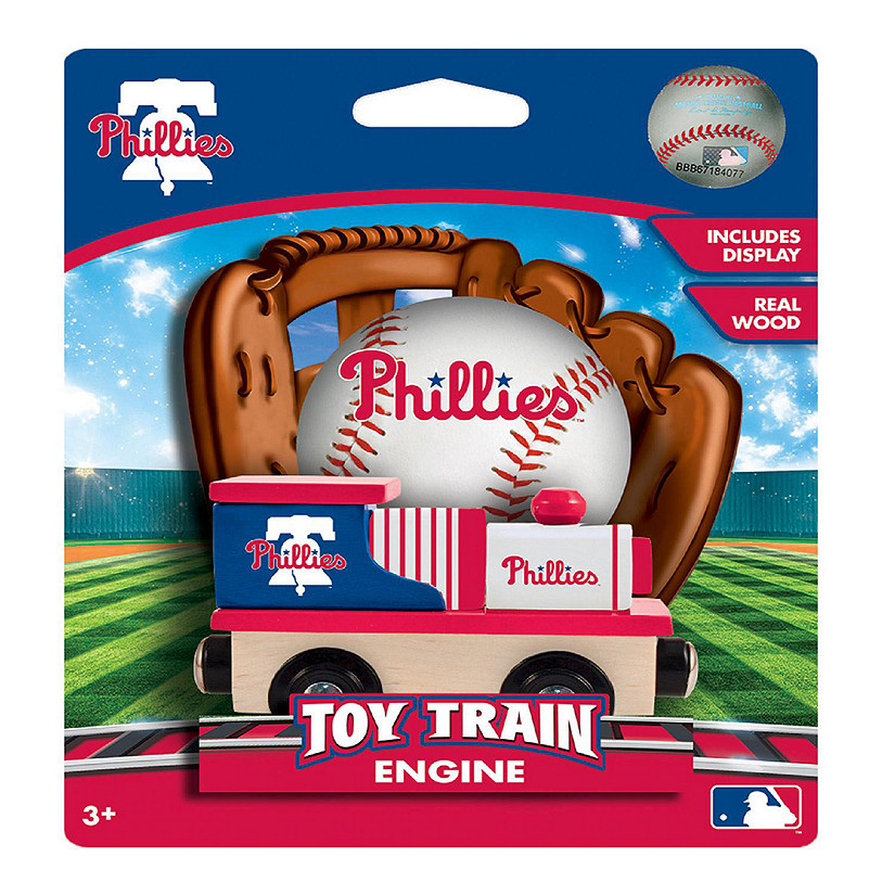 Officially Licensed MLB Philadelphia Phillies Wooden Toy Train Engine For Kids Image