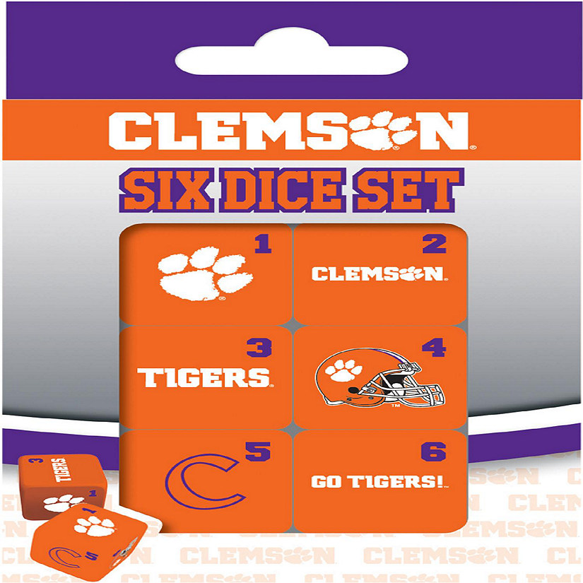 Officially Licensed NCAA Clemson Tigers 6 Piece D6 Gaming Dice Set Image