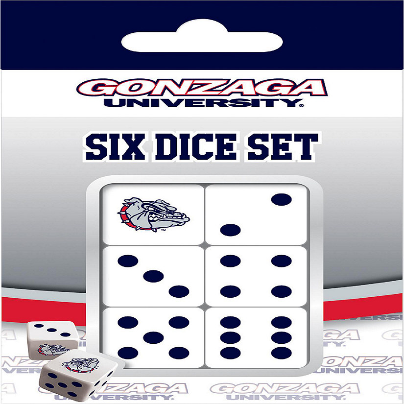 Officially Licensed NCAA Gonzaga Bulldogs 6 Piece D6 Gaming Dice Set Image