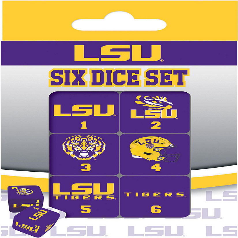 Officially Licensed NCAA LSU Tigers 6 Piece D6 Gaming Dice Set Image