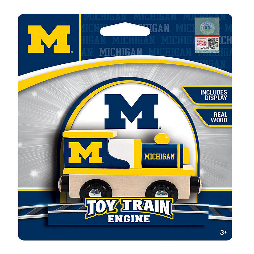 Officially Licensed NCAA Michigan Wolverines Wooden Toy Train Engine For Kids Image
