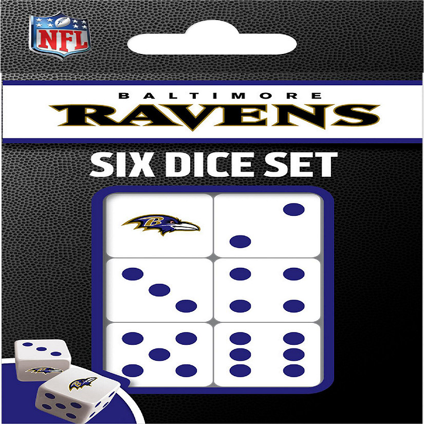 Officially Licensed NFL Baltimore Ravens 6 Piece D6 Gaming Dice Set Image