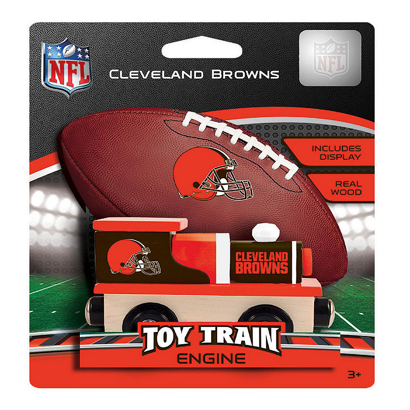 Officially Licensed NFL Cleveland Browns Wooden Toy Train Engine For Kids Image