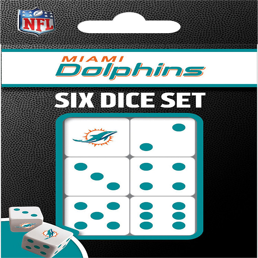 Officially Licensed NFL Miami Dolphins 6 Piece D6 Gaming Dice Set Image
