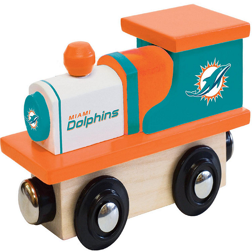 Officially Licensed NFL Miami Dolphins Wooden Toy Train Engine For Kids Image