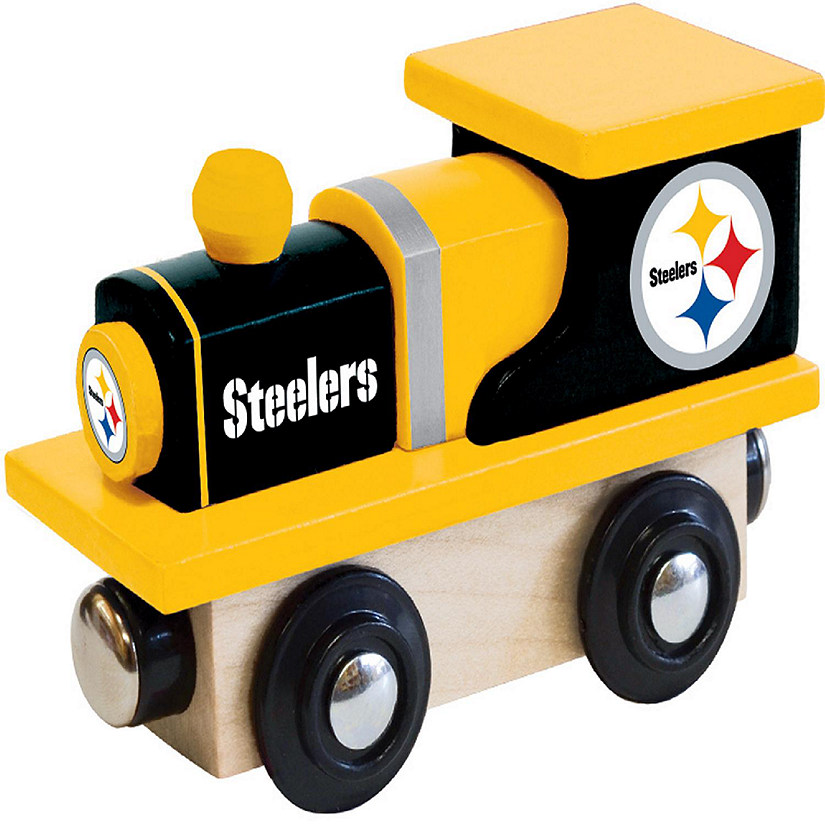 Officially Licensed NFL Pittsburgh Steelers Wooden Toy Train Engine For Kids Image