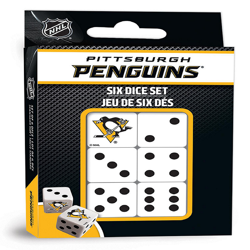 Officially Licensed NHL Pittsburgh Penguins 6 Piece D6 Gaming Dice Set Image