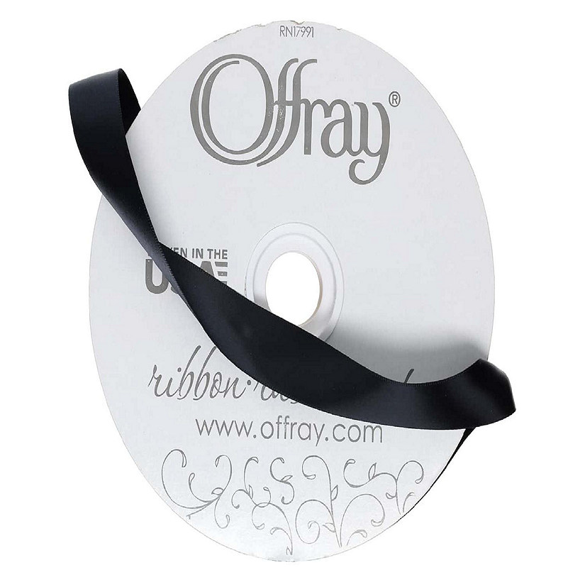 Offray Double Face Satin Ribbon 1/4 in. x 100 yd. Black (100 yards)