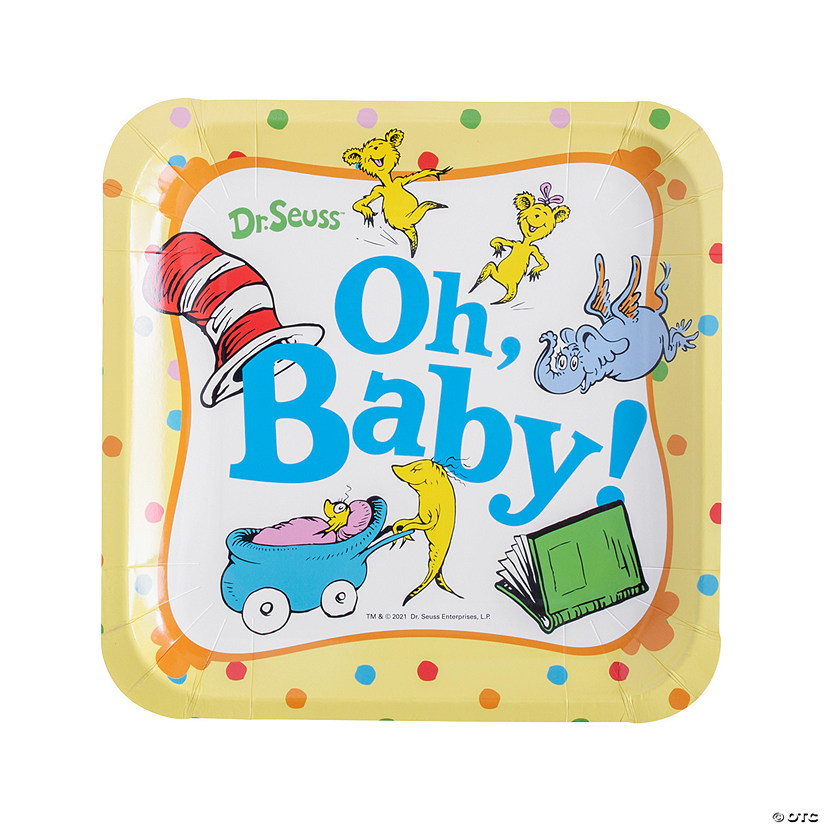 Oh, Baby Dr. Seuss&#8482; Baby Shower Square Paper Dinner Plates - 8 Ct. Image