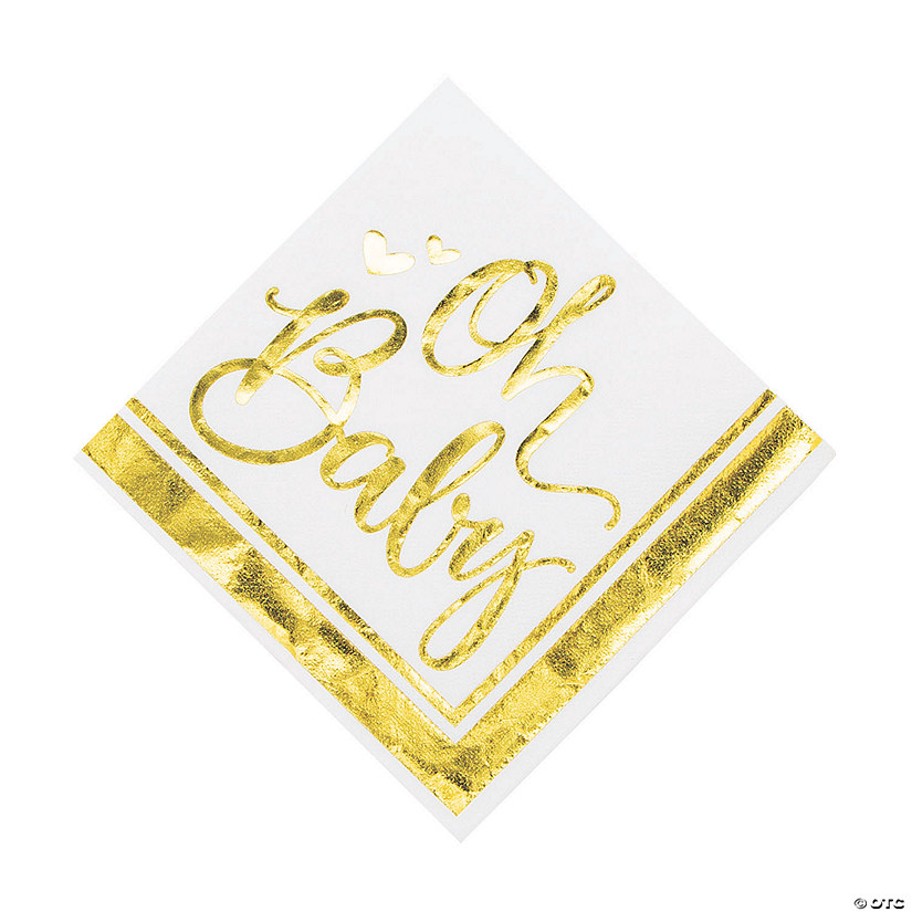Oh Baby Gold Foil Luncheon Napkins - 16 Pc. Image
