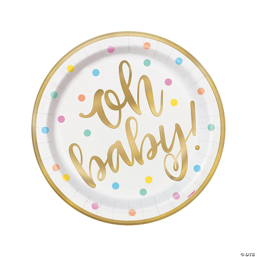 Oh Baby Pastel Polka Dot Paper Dinner Plates - 8 Ct. Image