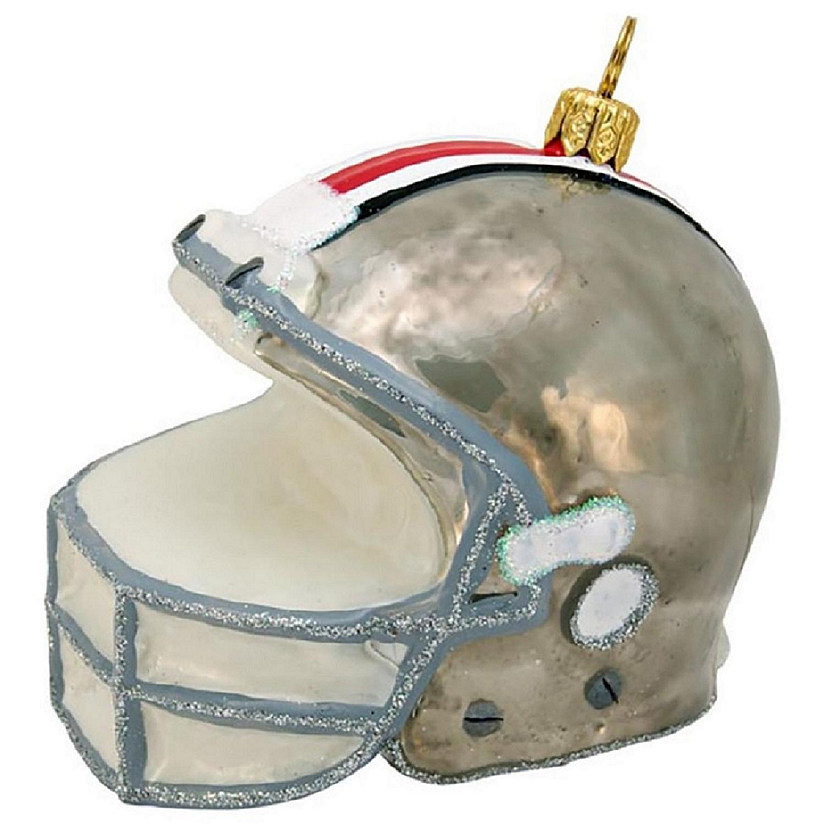 Ohio State Buckeyes Football Helmet Polish Glass Christmas Ornament Image