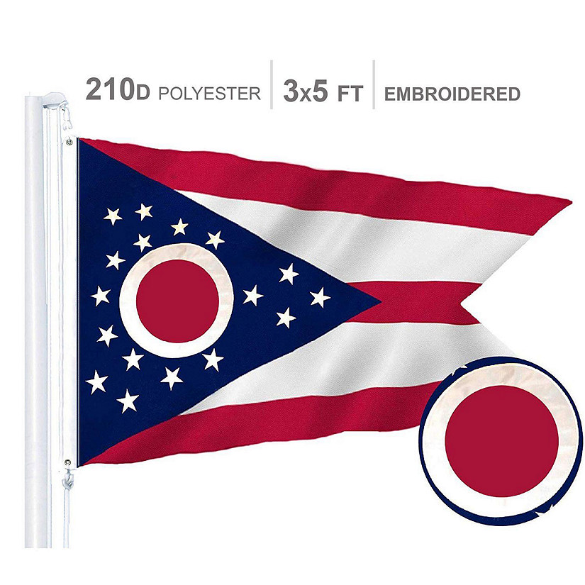 Ohio State Flag 210D Embroidered Polyester 3x5 Ft Image