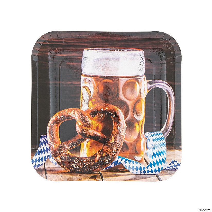 Oktoberfest Party Beer & Pretzel Paper Dinner Plates - 8 Ct. Image