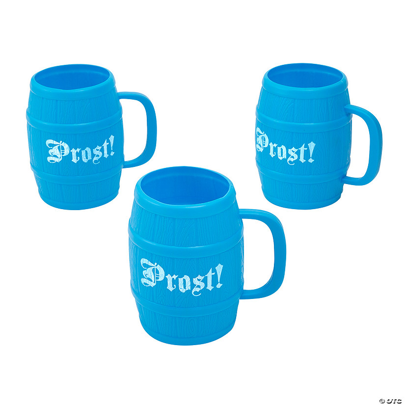 Oktoberfest Prost Blue BPA-Free Plastic Barrel Mugs - 12 Ct. Image