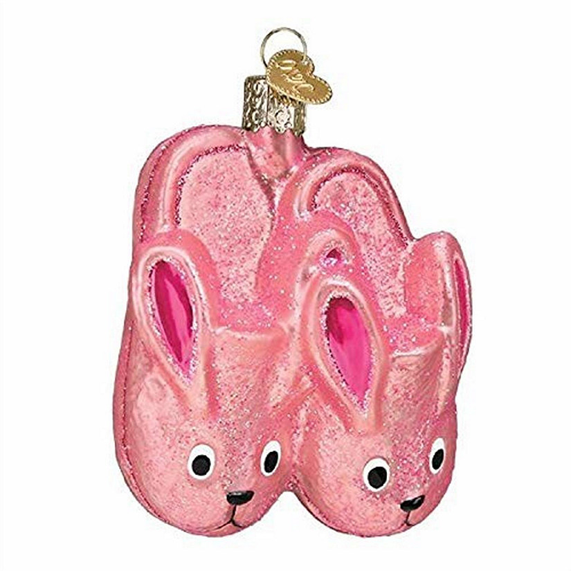 Old World #32406 Glass Blown Ornament, Bunny Slippers, 3.5" Image