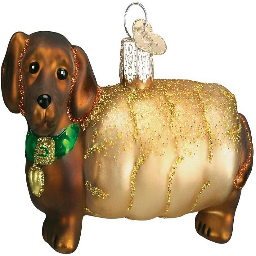 Old World Christmas 12247 Glass Blown Wiener Dog Ornament Image