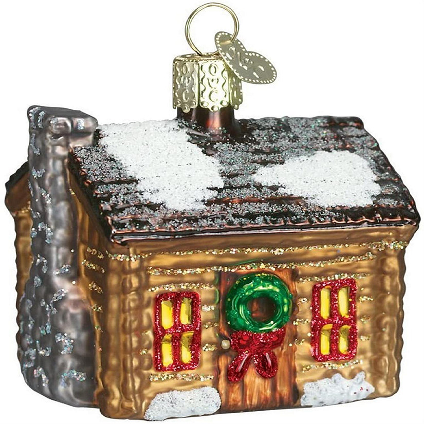 Old World Christmas 20015 Glass Blown Log Cabin Ornament Image