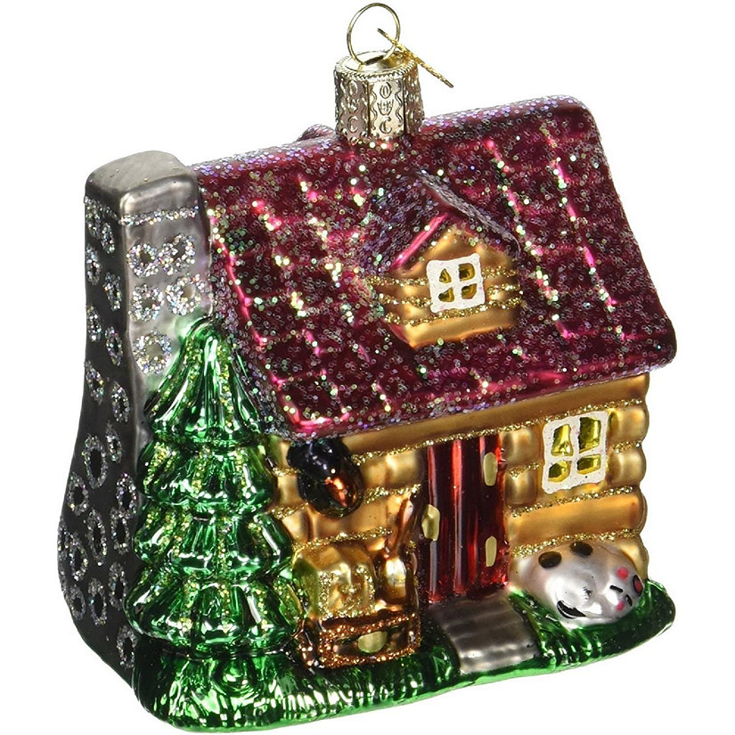 Old World Christmas 20026 Glass Blown Lake Cabin Ornament Image