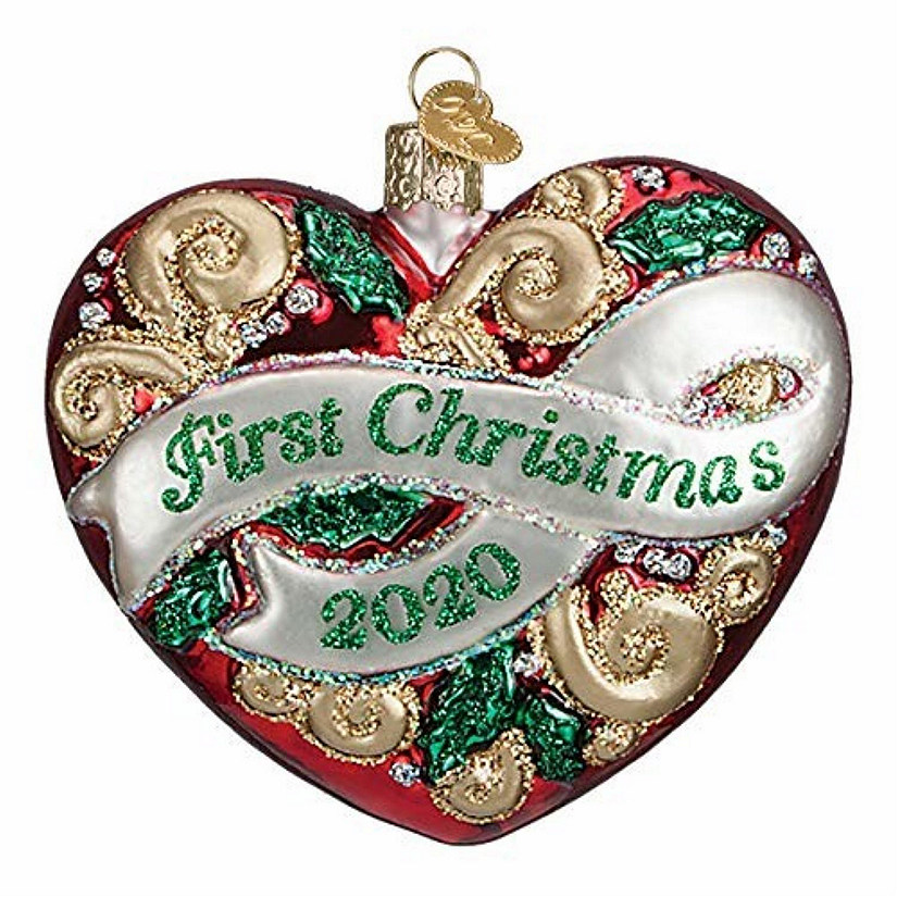 Old World Christmas 30058 Glass Blown 2020 Christmas Heart Ornament Image