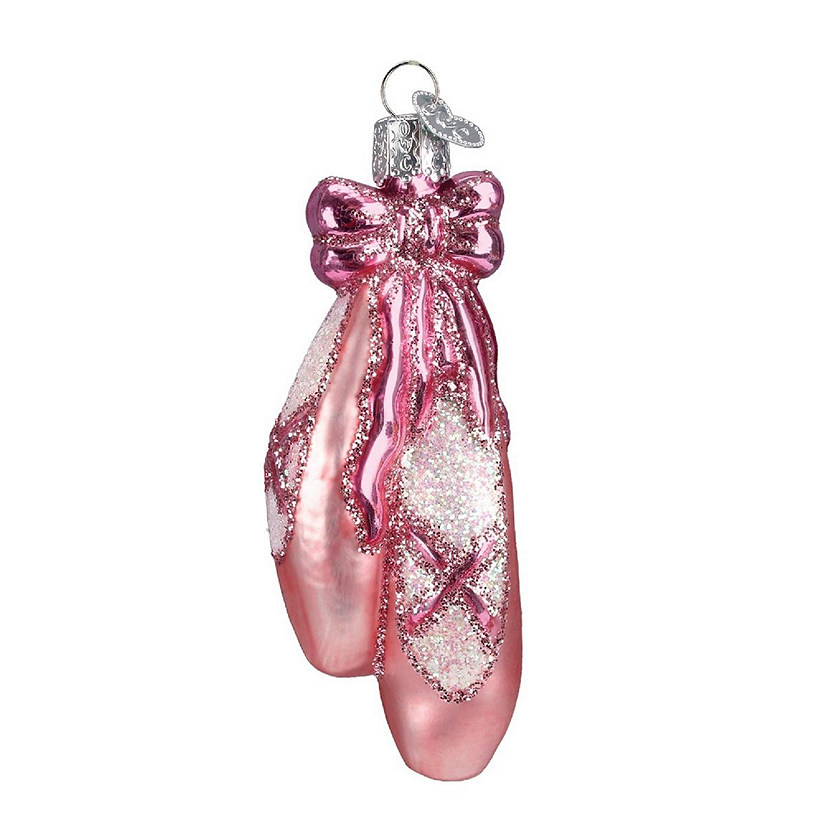 Old World Christmas #32120 Glass Blown Ornament, Ballet Toe Shoes, Pink, 4.25" Image