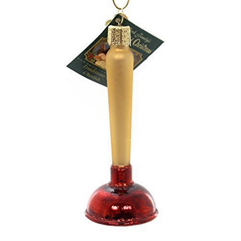 Old World Christmas 32193 Glass Blown Toilet Plunger Ornament Image