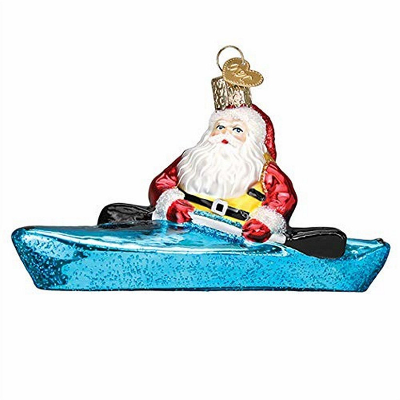 Old World Christmas #40316 Santa In Kayak Glassblown Ornament Image