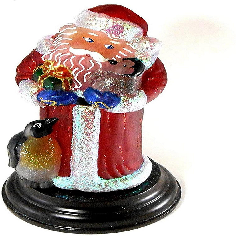 Old World Christmas #529767 Santa w/ Penguin Pals Christmas Light Figurine 11" Image