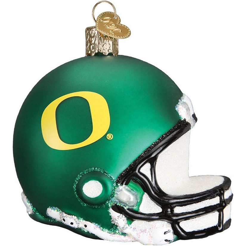 Old World Christmas Blown Glass Ornament, U of Oregon Ducks Helmet Image